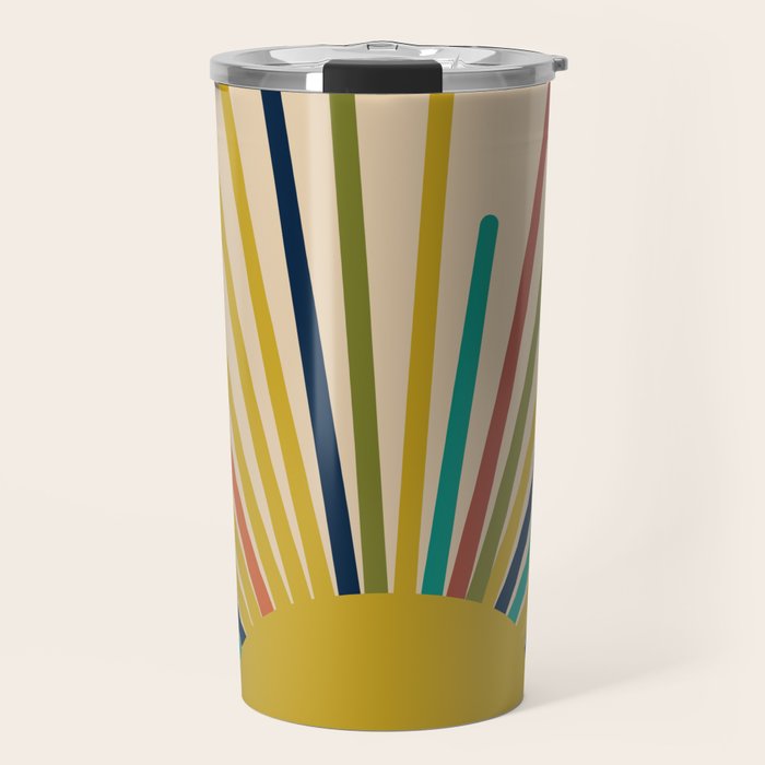 Multicolor Mid Century Modern Sunburst 5 Travel Mug Gallery Image 1