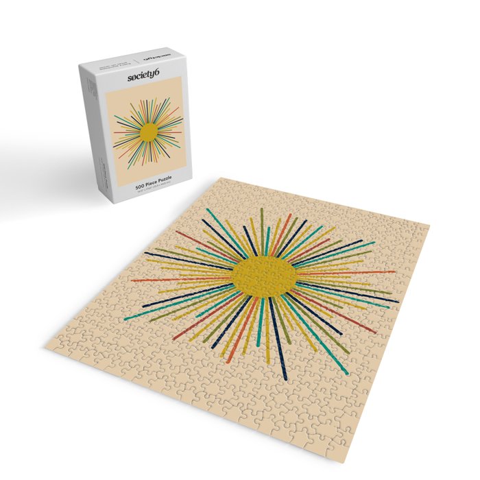 Multicolor Mid Century Modern Sunburst 5 Jigsaw Puzzle Gallery Image 2