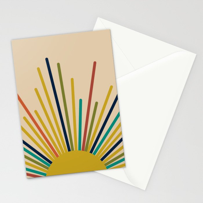 Multicolor Mid Century Modern Sunburst 5 Stationery Card Gallery Image 2