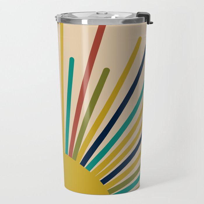 Multicolor Mid Century Modern Sunburst 5 Travel Mug Gallery Image 2