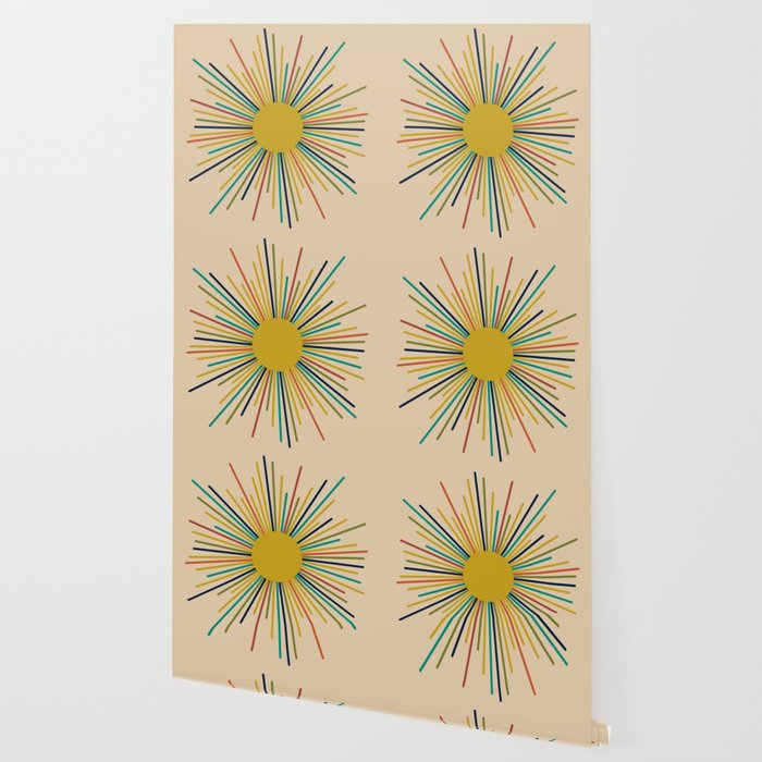 Multicolor Mid Century Modern Sunburst 5 Wallpaper Gallery Image 2