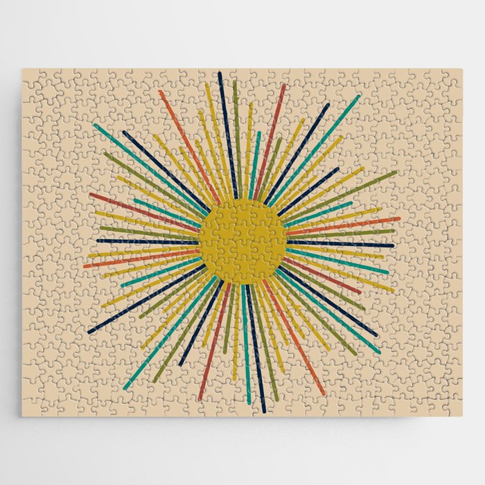 Multicolor Mid Century Modern Sunburst 5 Jigsaw Puzzle Gallery Image 1