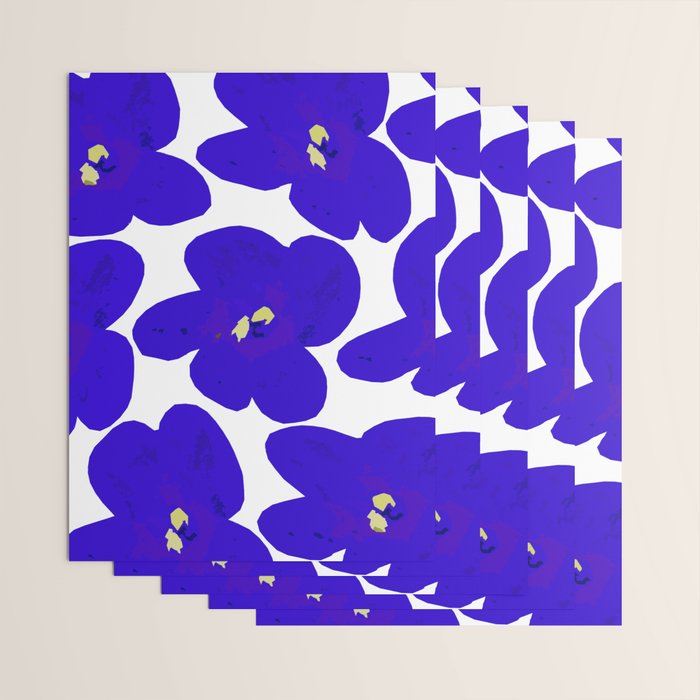 Blue Retro Flowers #decor #society6 #buyart Wrapping Paper Gallery Image 3