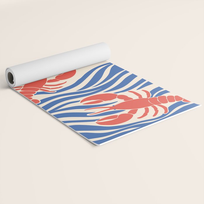 Lobsters Frolicking in the Ocean Waves Yoga Mat Gallery Image 2