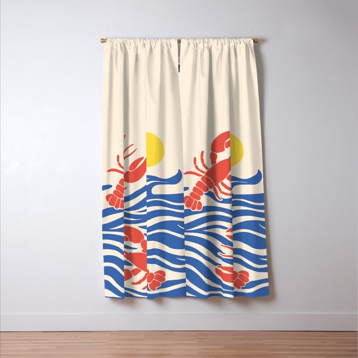 Lobsters Frolicking in the Ocean Waves Window Curtain Gallery Image 3