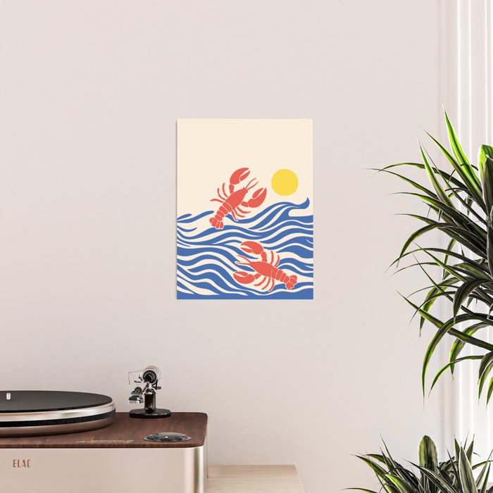 Lobsters Frolicking in the Ocean Waves Poster Gallery Image 2
