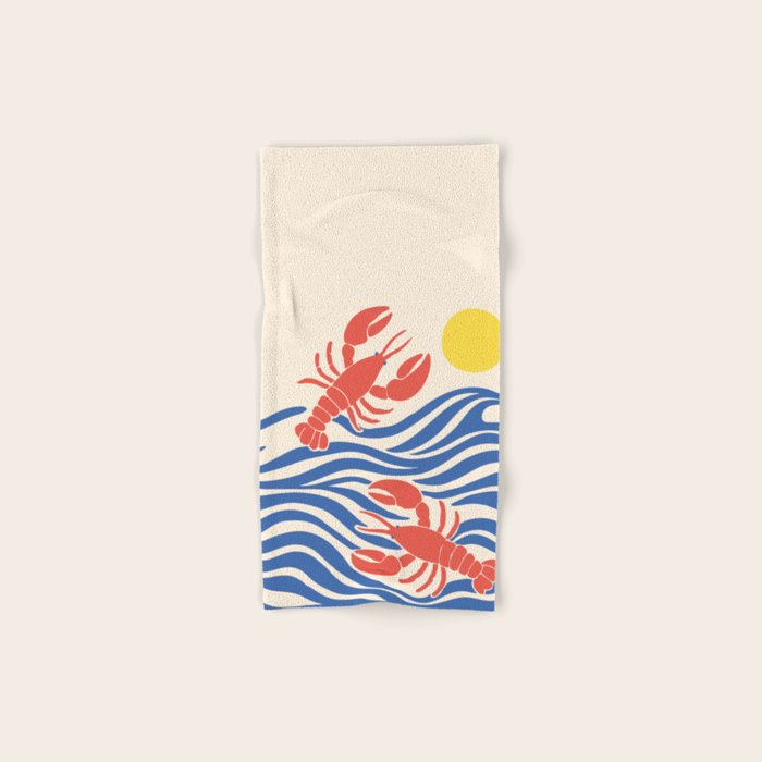 Lobsters Frolicking in the Ocean Waves Bath Towel Gallery Image 1