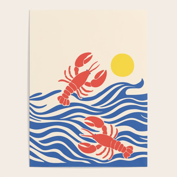 Lobsters Frolicking in the Ocean Waves Poster Gallery Image 4