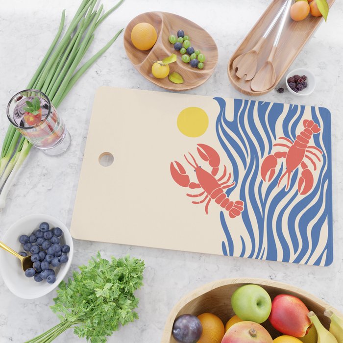 Lobsters Frolicking in the Ocean Waves Cutting Board Gallery Image 2