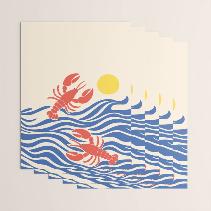 Lobsters Frolicking in the Ocean Waves Wrapping Paper Gallery Image 3