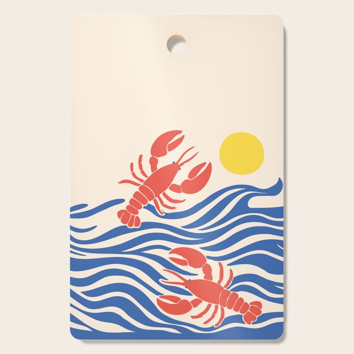 Lobsters Frolicking in the Ocean Waves Cutting Board Gallery Image 1
