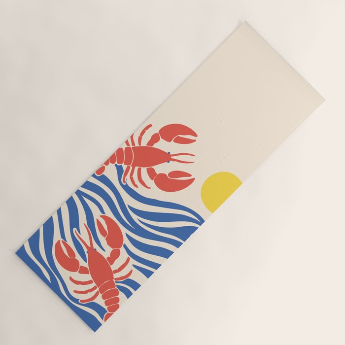 Lobsters Frolicking in the Ocean Waves Yoga Mat Gallery Image 1