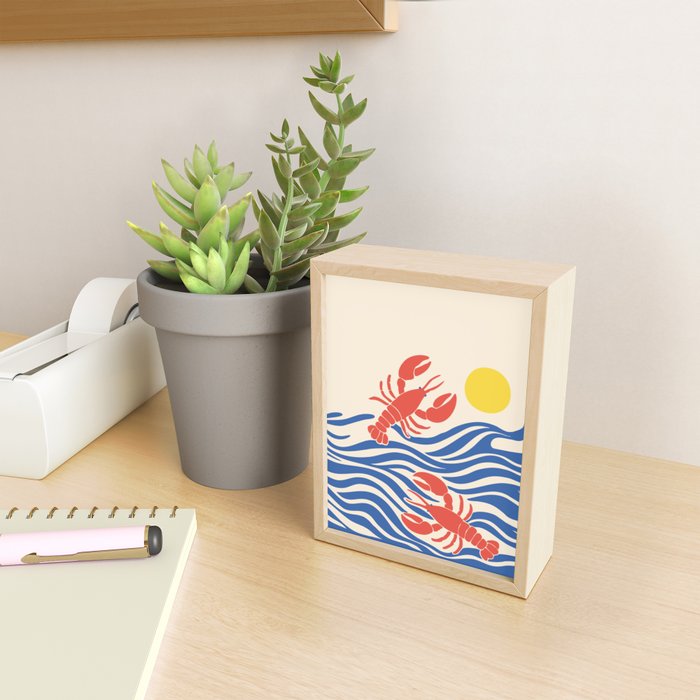 Lobsters Frolicking in the Ocean Waves Mini Art Print Gallery Image 2
