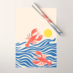 Lobsters Frolicking in the Ocean Waves Wrapping Paper Gallery Image 1