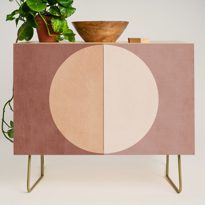 Terracotta Minimalist Artwork with Moon Credenza Gallery Image 1