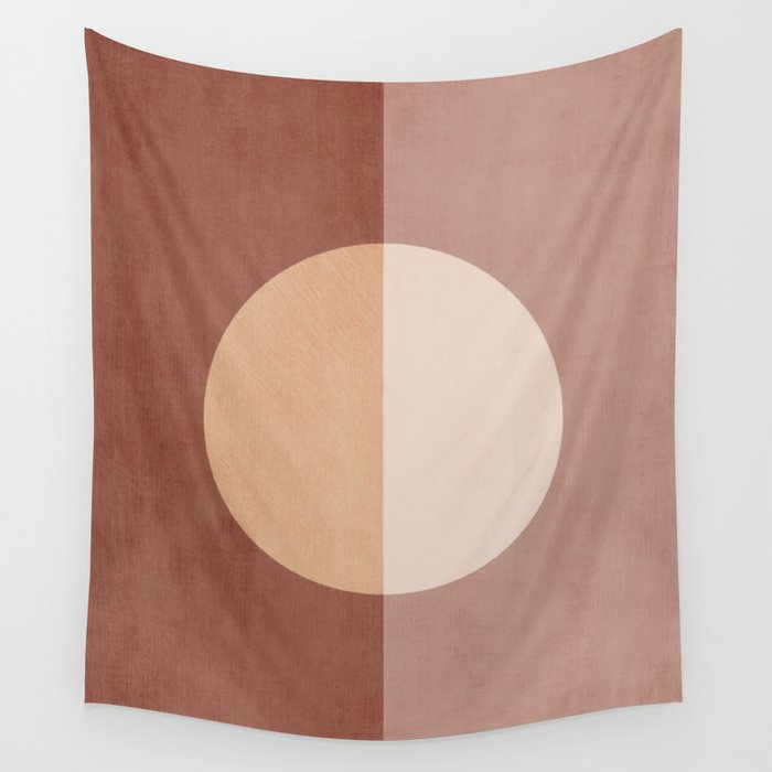 Terracotta Minimalist Artwork with Moon Wall Tapestry Gallery Image 4