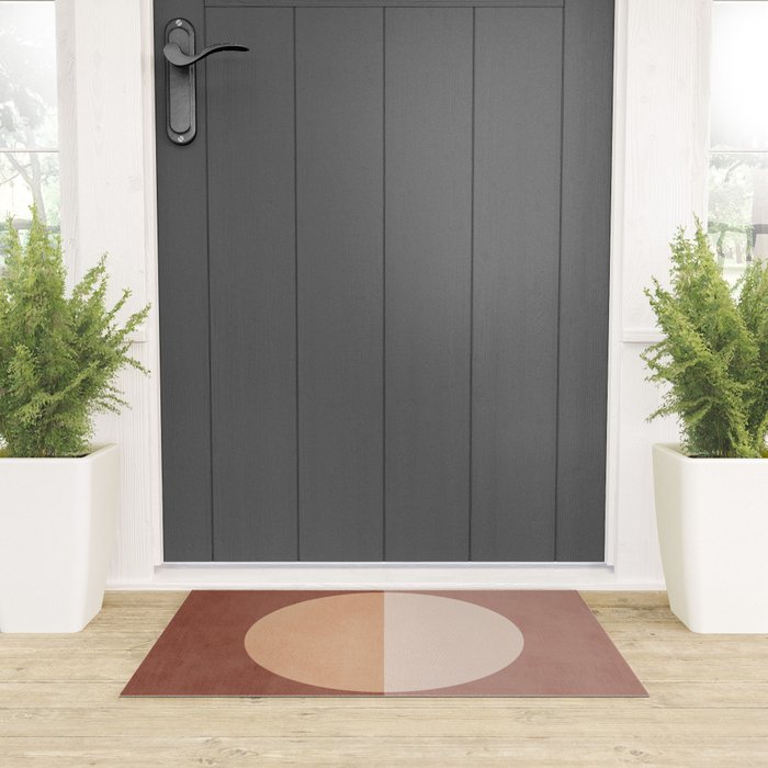 Terracotta Minimalist Artwork with Moon Welcome Mat Gallery Image 3