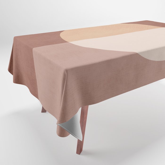 Terracotta Minimalist Artwork with Moon Tablecloth Gallery Image 1