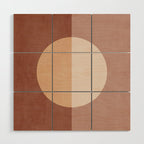Terracotta Minimalist Artwork with Moon Wood Wall Art Gallery Image 1