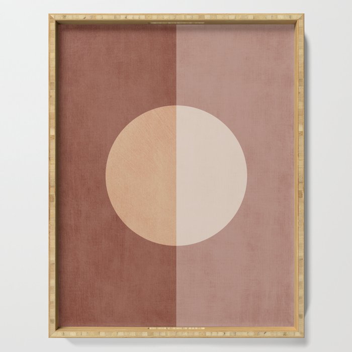 Terracotta Minimalist Artwork with Moon Serving Tray Gallery Image 1
