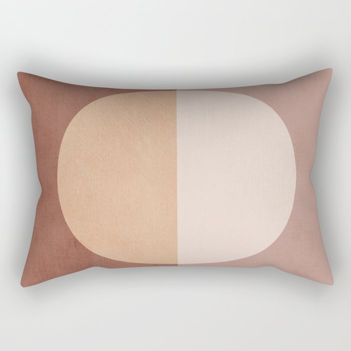 Terracotta Minimalist Artwork with Moon Rectangular Pillow Gallery Image 1
