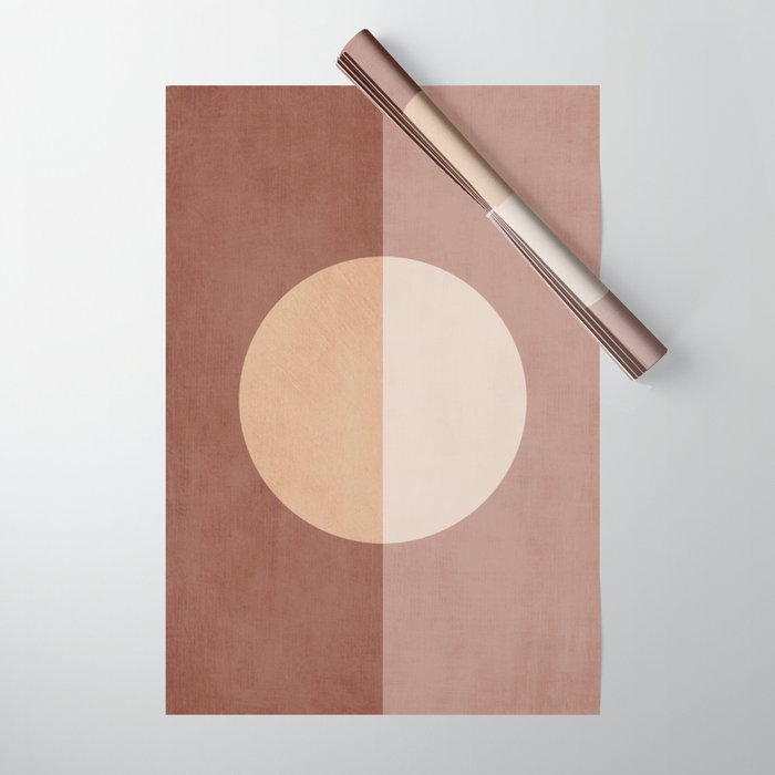Terracotta Minimalist Artwork with Moon Wrapping Paper Gallery Image 1
