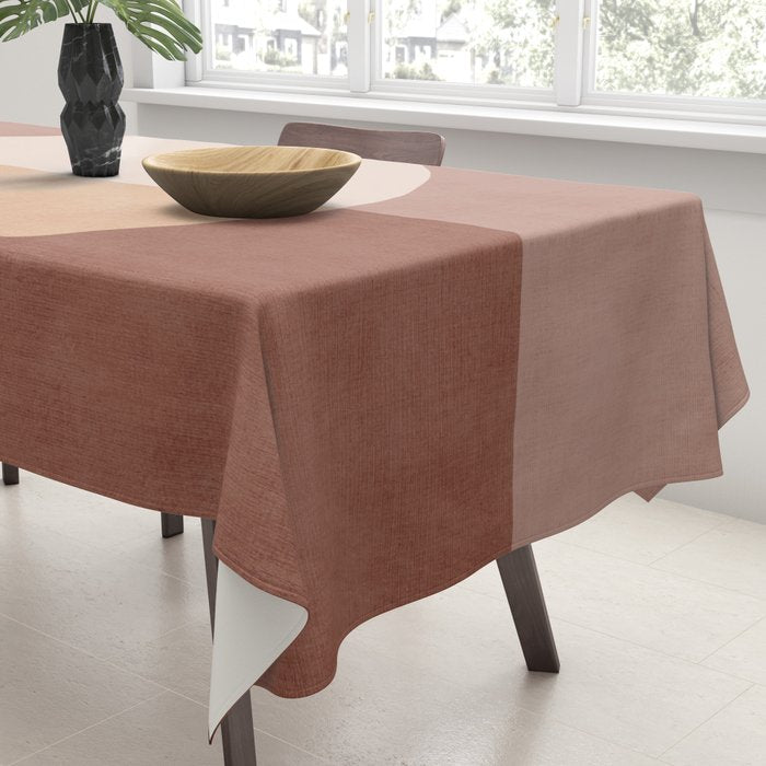 Terracotta Minimalist Artwork with Moon Tablecloth Gallery Image 3