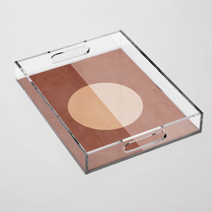 Terracotta Minimalist Artwork with Moon Acrylic Tray Gallery Image 1
