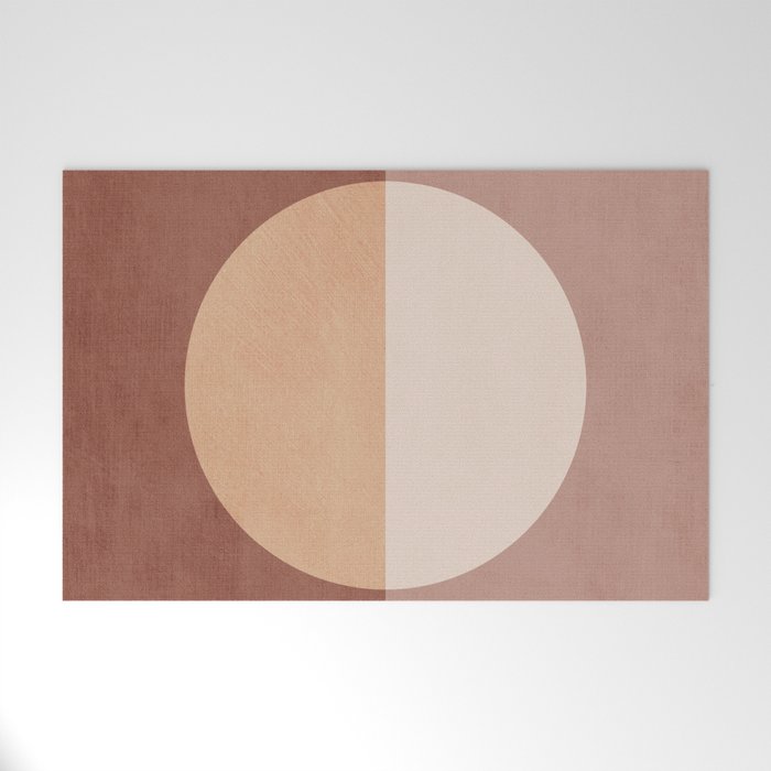 Terracotta Minimalist Artwork with Moon Welcome Mat Gallery Image 1