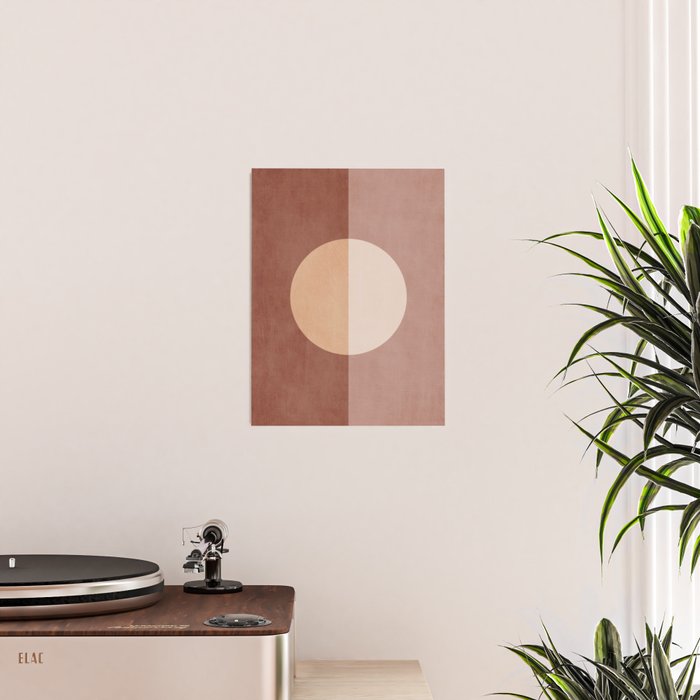 Terracotta Minimalist Artwork with Moon Poster Gallery Image 2