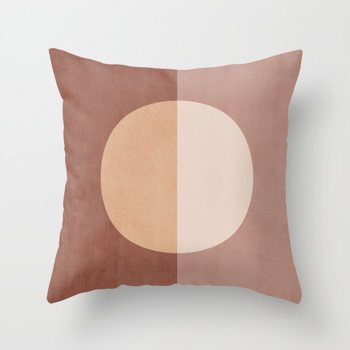 Terracotta Minimalist Artwork with Moon Throw Pillow Gallery Image 6