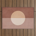 Terracotta Minimalist Artwork with Moon Outdoor Rug Gallery Image 1