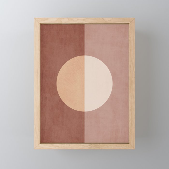 Terracotta Minimalist Artwork with Moon Mini Art Print Gallery Image 1