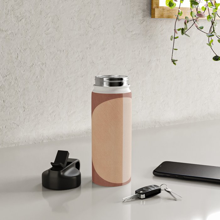 Terracotta Minimalist Artwork with Moon Water Bottle Gallery Image 4