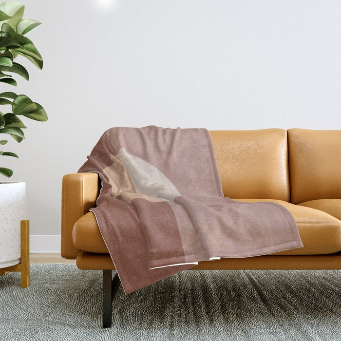 Terracotta Minimalist Artwork with Moon Throw Blanket Gallery Image 1