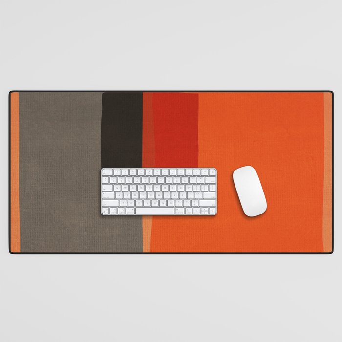 Orange Gray Red Minimalist Abstract Art Desk Mat Gallery Image 1