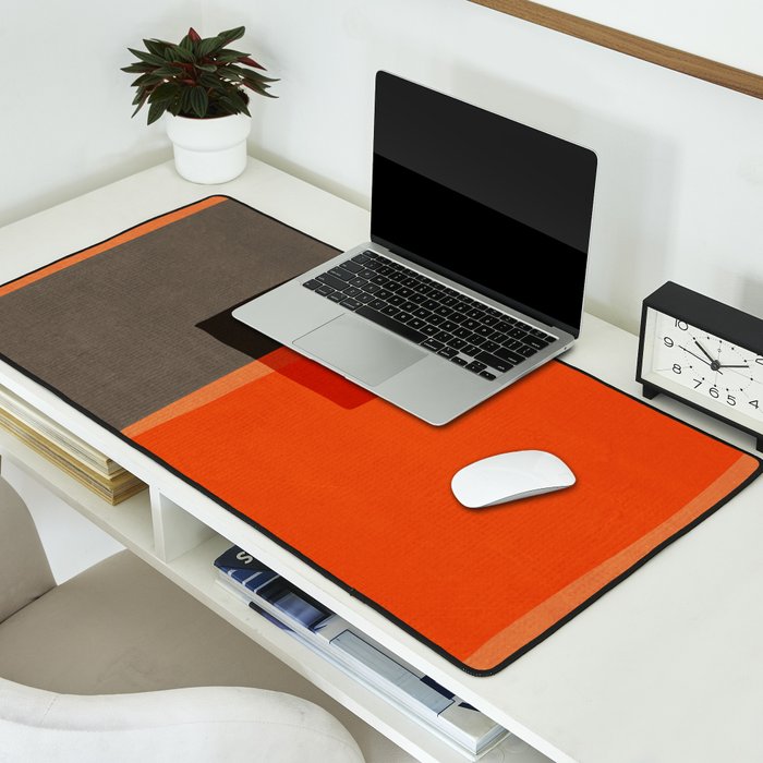 Orange Gray Red Minimalist Abstract Art Desk Mat Gallery Image 2