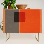 Orange Gray Red Minimalist Abstract Art Credenza Gallery Image 1