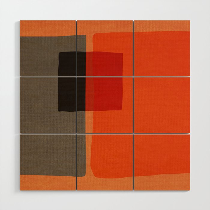 Orange Gray Red Minimalist Abstract Art Wood Wall Art Gallery Image 1