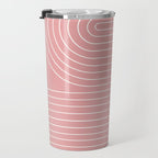 Minimal Line Curvature X Pink Mid Century Modern Arch Abstract Travel Mug Gallery Image 3
