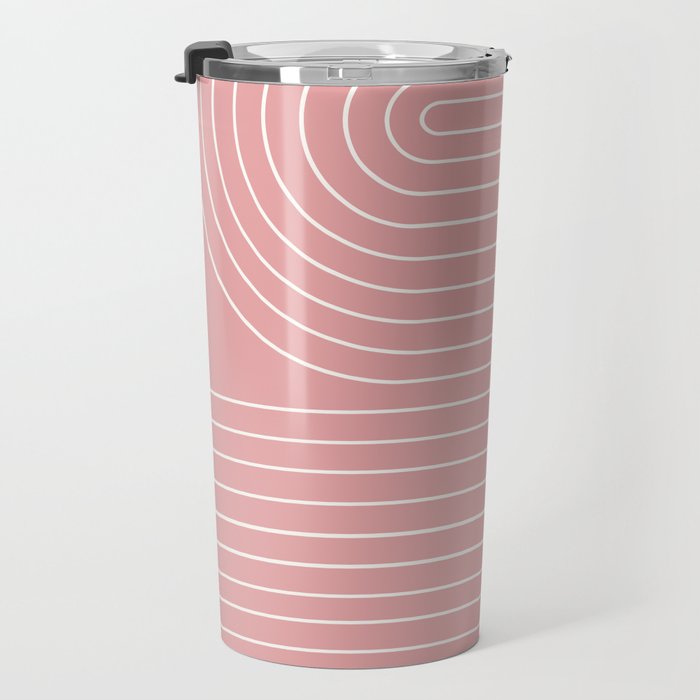 Minimal Line Curvature X Pink Mid Century Modern Arch Abstract Travel Mug Gallery Image 3