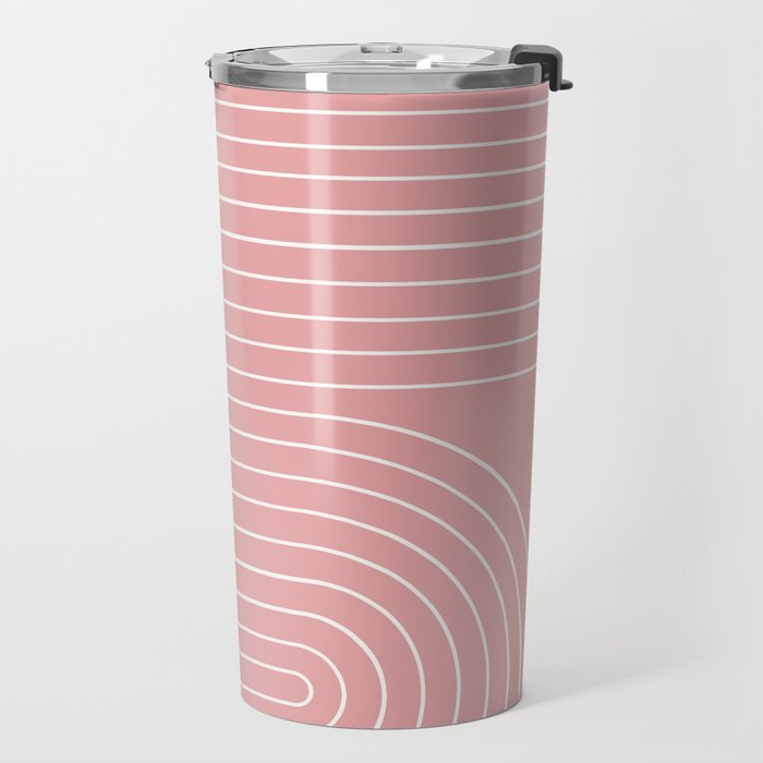 Minimal Line Curvature X Pink Mid Century Modern Arch Abstract Travel Mug Gallery Image 2