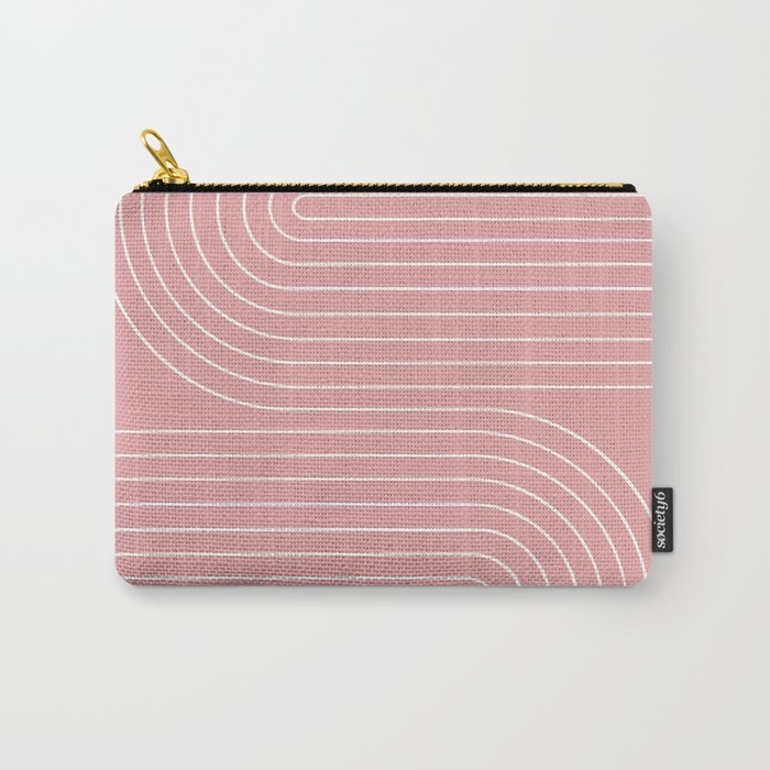 Minimal Line Curvature X Pink Mid Century Modern Arch Abstract Carry All Pouch Gallery Image 1