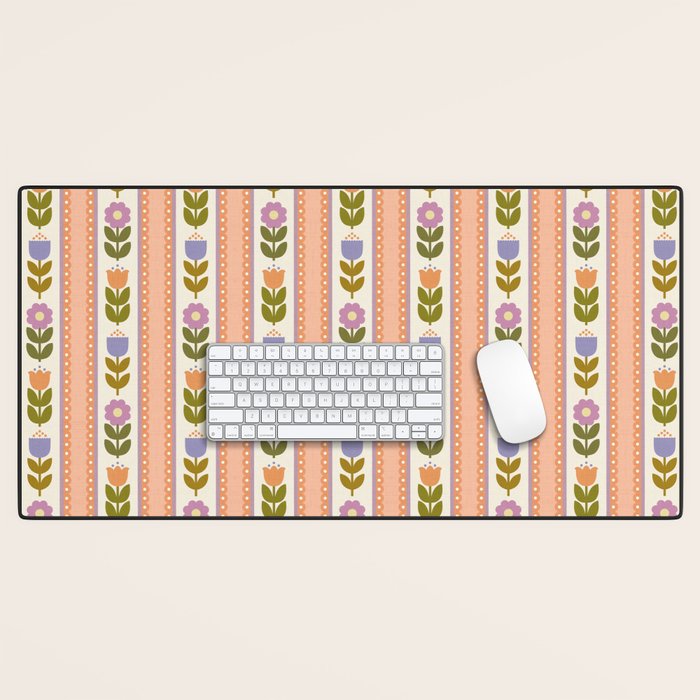 Scandi-Floral Stripes Harvest Desk Mat Gallery Image 1
