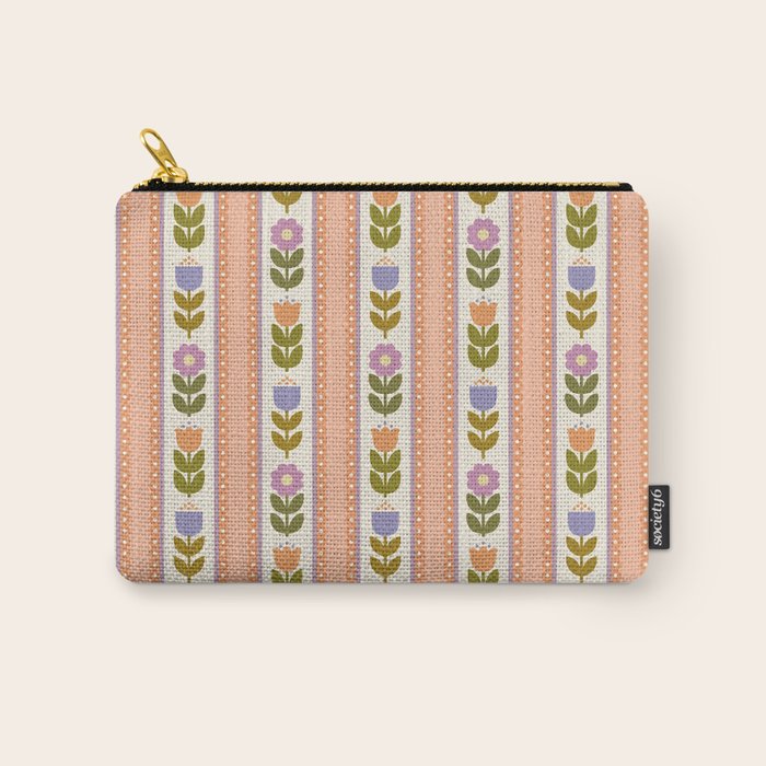 Scandi-Floral Stripes Harvest Carry All Pouch Gallery Image 1