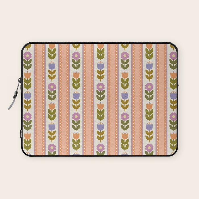 Scandi-Floral Stripes Harvest Laptop Sleeve Gallery Image 1