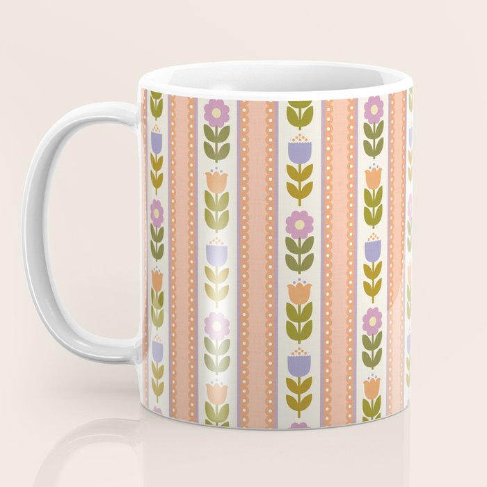 Scandi-Floral Stripes Harvest Coffee Mug Gallery Image 3