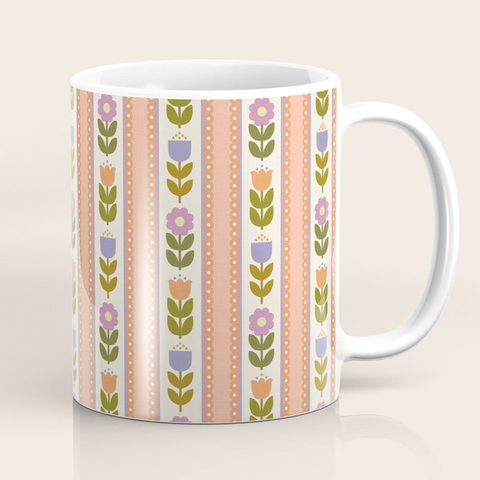 Scandi-Floral Stripes Harvest Coffee Mug Gallery Image 1