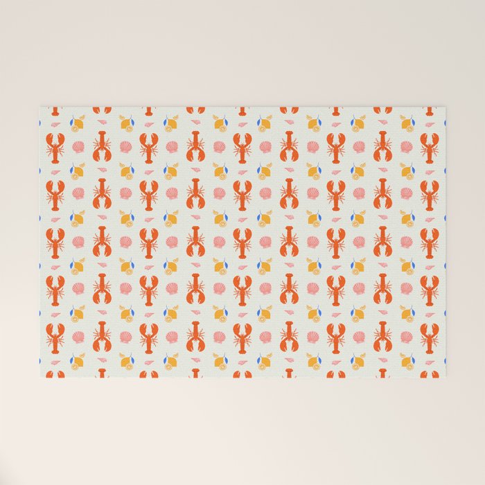 Mediterranean lobster sea food art pattern Welcome Mat Gallery Image 1