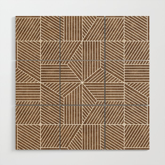 bohemian geometric tiles - brown Wood Wall Art Gallery Image 1